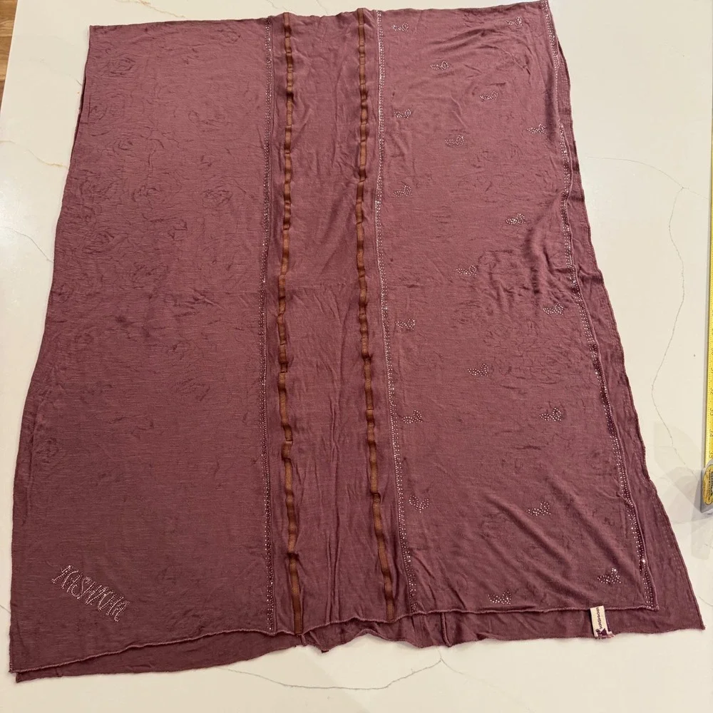 Kashkha Embellished Hijab Scarf‎ Wrap Shawl Sheer Mauve Purple Rhinestone